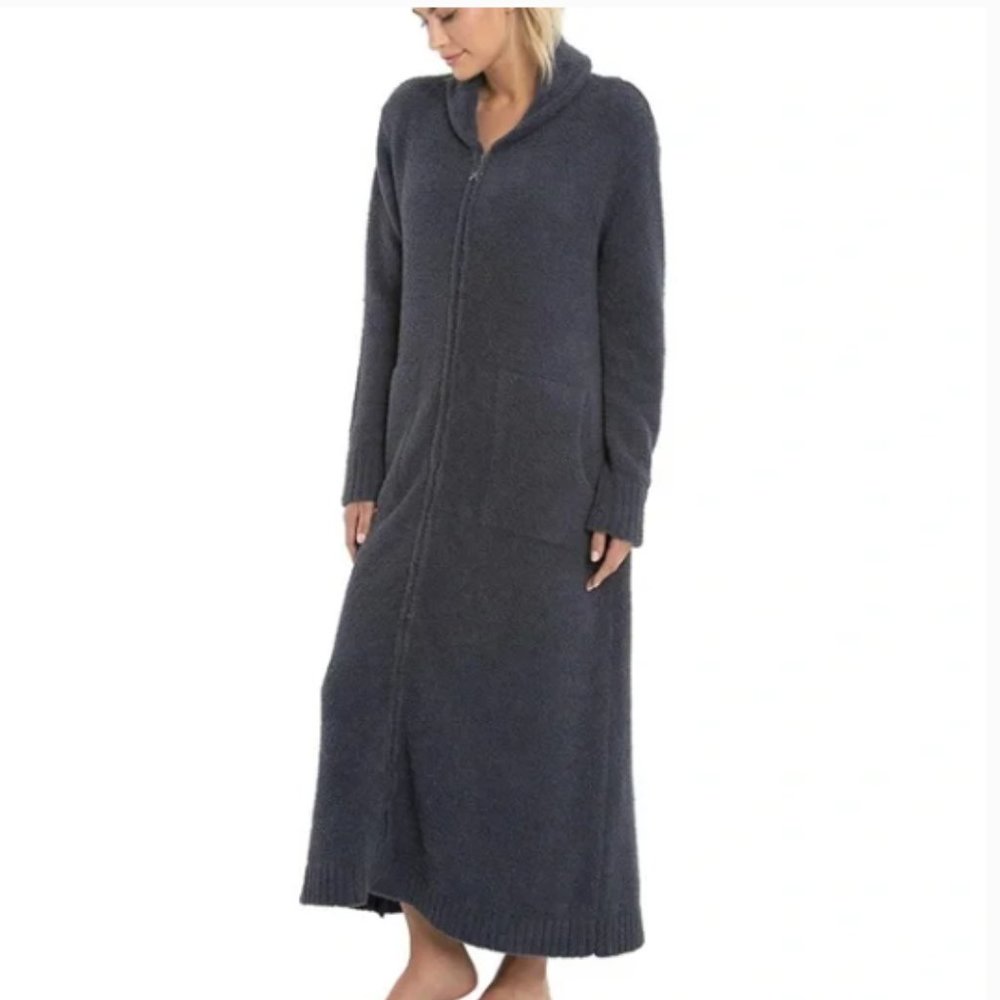 Barefoot Dreams CozyChic Full Zip Robe in Pacific Blue (S/M) - Picture 1 of 9